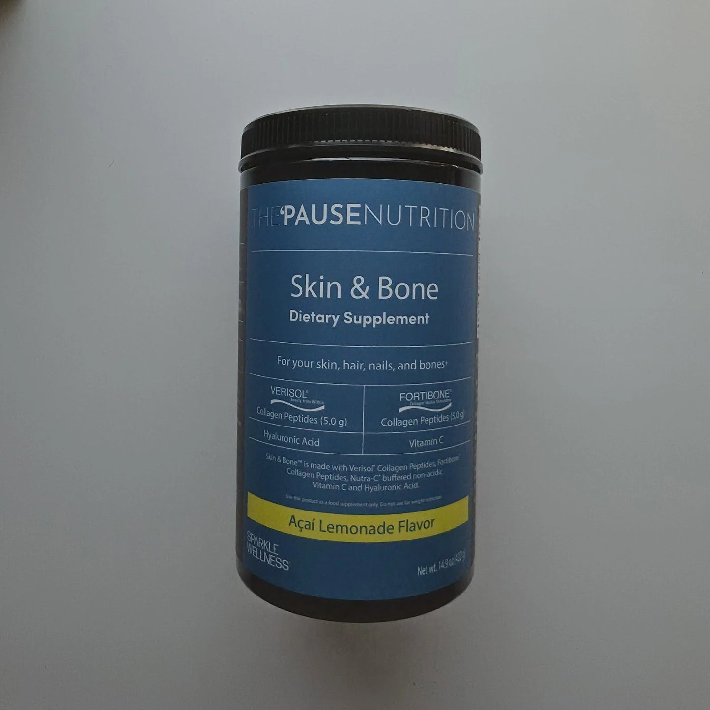 The Pause Nutrition - Skin & Bone Collagen - Acai Lemonade Flavor - 14.9oz