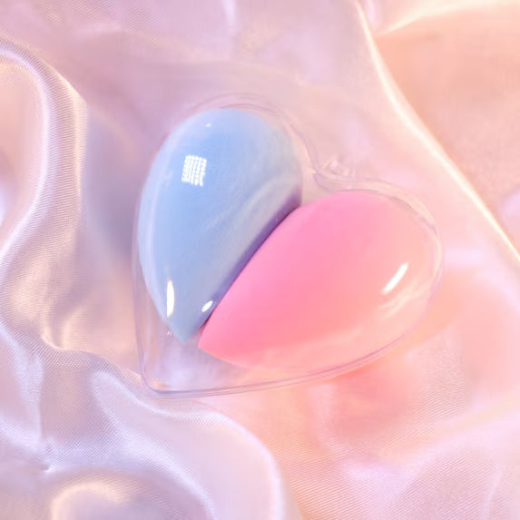 Beauty Sponge Set 2 Pack, Makeup Blender Sponge For Liquid & Cream Makeup, Buildable Coverage, Foundation Sponge For Natural Base, Latex-Free Foam with Storage Box?Blue and Pink A21
