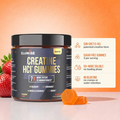 Creatine CON-CRET® HCI Gummies-1 Pack-Recovery-Endurance-Muscle & strength-Energy Strawberry Flavor