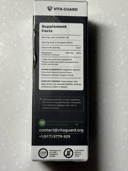 Vita Guard Magnesium L-Threonate 100% Mineral Lemon 60ml