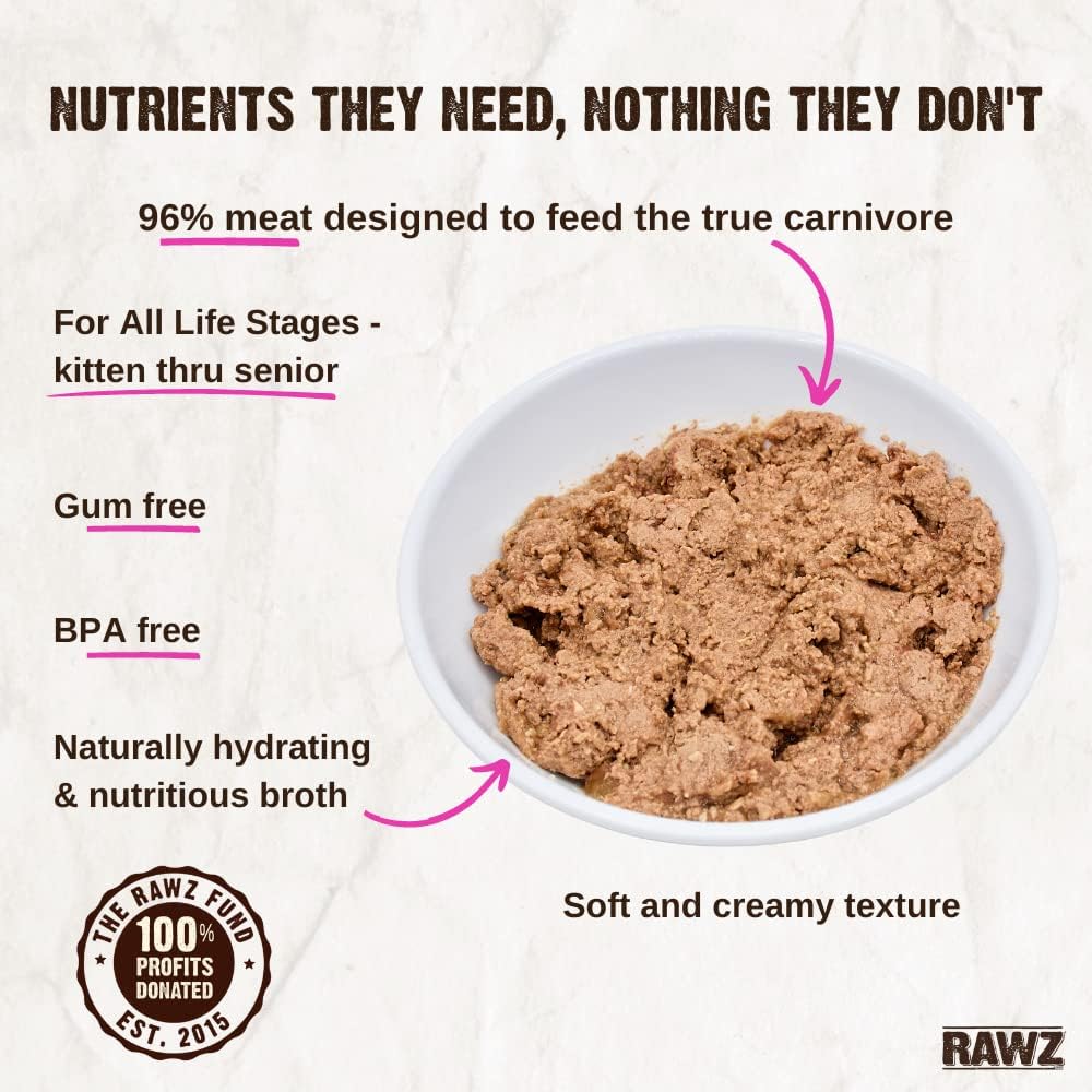 Rawz Natural Premium Pate Canned Cat Wet Food - Made with Real Meat Ingredients No BPA or Gums -3 oz Cans (Case Pack of 18) (Rabbit&Pumpkin)