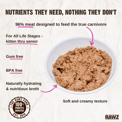 Rawz Natural Premium Pate Canned Cat Wet Food - Made with Real Meat Ingredients No BPA or Gums -3 oz Cans (Case Pack of 18) (Beef)