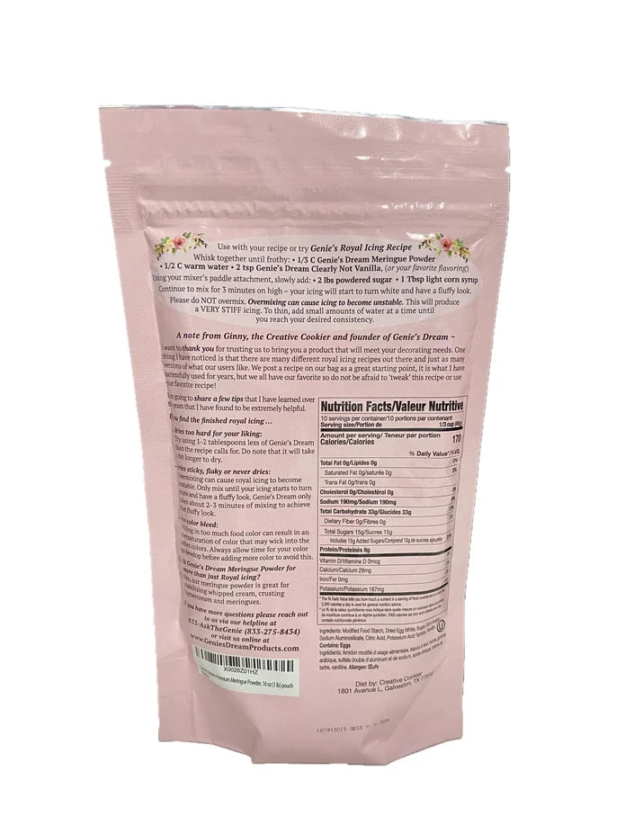 Genie's Dream Premium Meringue Powder 1lb poly pouch