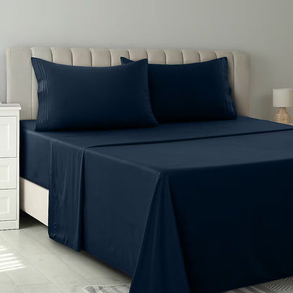 Lux Decor Collection 4-Piece Microfiber Sheet Set Deep Pocket Ultra Soft Durable Bed Sheets Set With Pillowcases