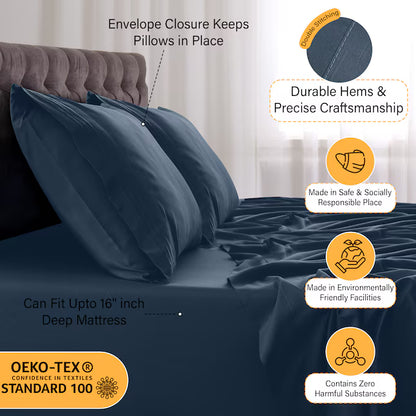 Lux Decor Collection 4-Piece Microfiber Sheet Set Deep Pocket Ultra Soft Durable Bed Sheets Set With Pillowcases