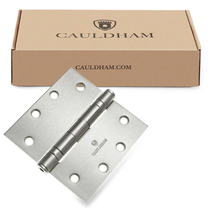 Cauldham (3 Pack) Commercial-Grade 4-1/2" Full Mortise Ball-Bearing Door Hinges - Satin Nickel