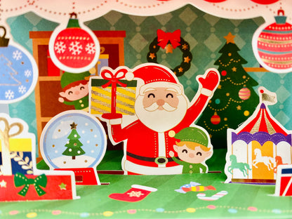 Christmas Toy Store, 3D Christmas Pop Up Card, Gold Foil Card, Merry Christmas Card, Holiday Card, Christmas Decoration