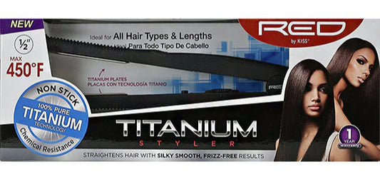 Red by Kiss Titanium Styler Flat Iron 1/2 Inch FITS050TN