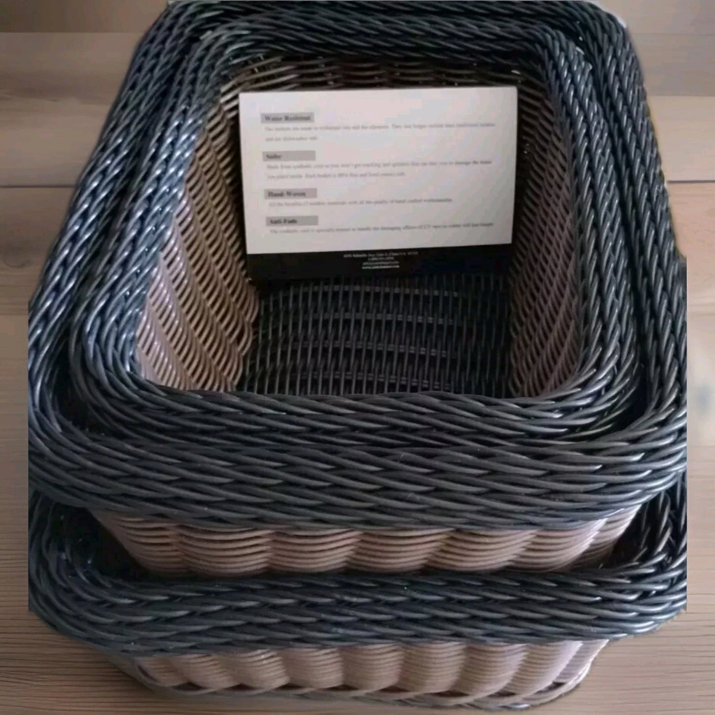 Color Basket Set Of 3 Hand-woven Fade Proof Water Resistant Baskets