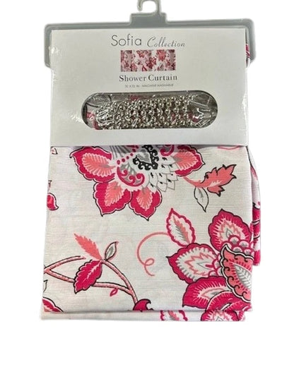 MASON Red Shower Curtain With Hooks Size 70 x 72 in