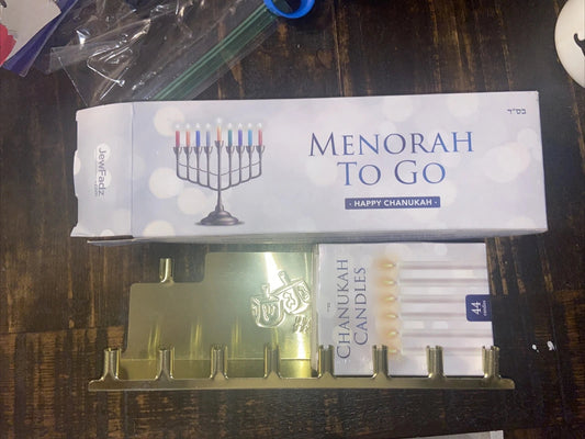 JEW FADZ Menorah To Go - Includes Box of 44 Chanukah Candles