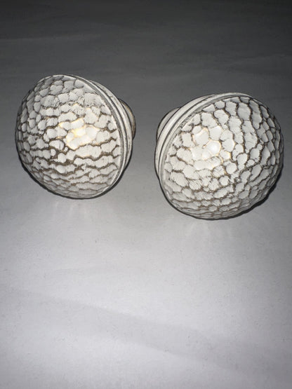 Complete Set of 2 Finials for Curtain Rods (White/Gold)