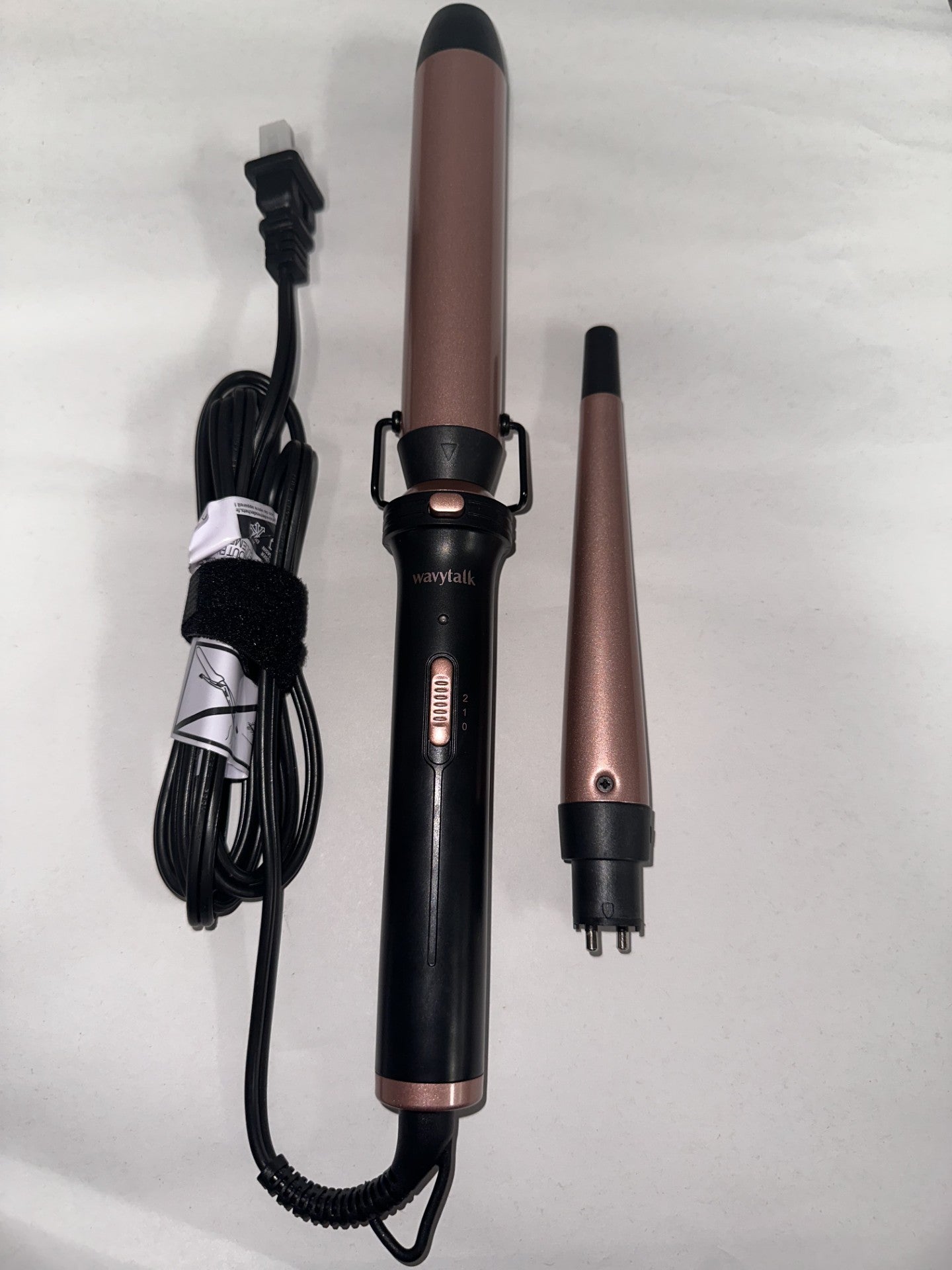 Wavytalk Curling Iron 2pc Ceramic Curling Wand (0.35"-1.25) Instant Heat Up, Dual Voltage Hair Curler