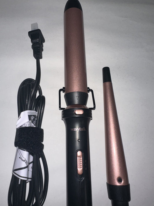 Wavytalk Curling Iron 2pc Ceramic Curling Wand (0.35"-1.25) Instant Heat Up, Dual Voltage Hair Curler