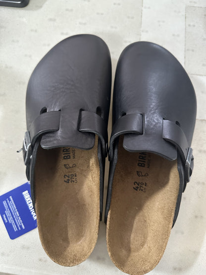 Birkenstock Women's Clogs Boston SFB Iron Oil LTR N, 36 EU Schmal