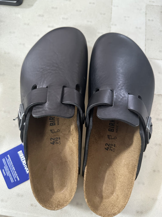 Birkenstock Women's Clogs Boston SFB Iron Oil LTR N, 36 EU Schmal