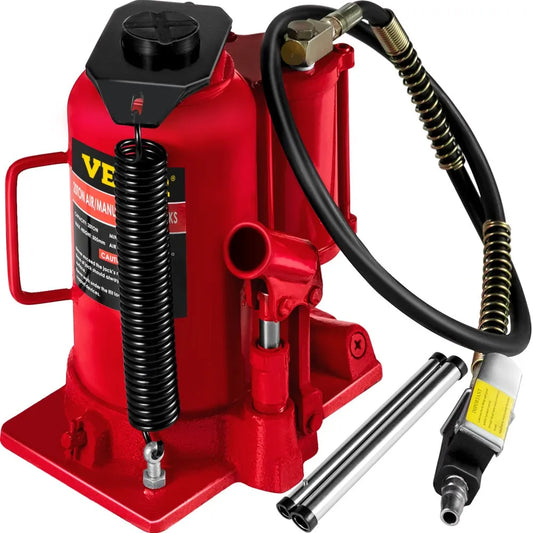 VEVOR Air Hydraulic Bottle Jack, 20 Ton/44092 lbs Capacity, with Manual Hand Pump, Heavy Duty Auto Truck Travel Trailer Repair Lift, Red